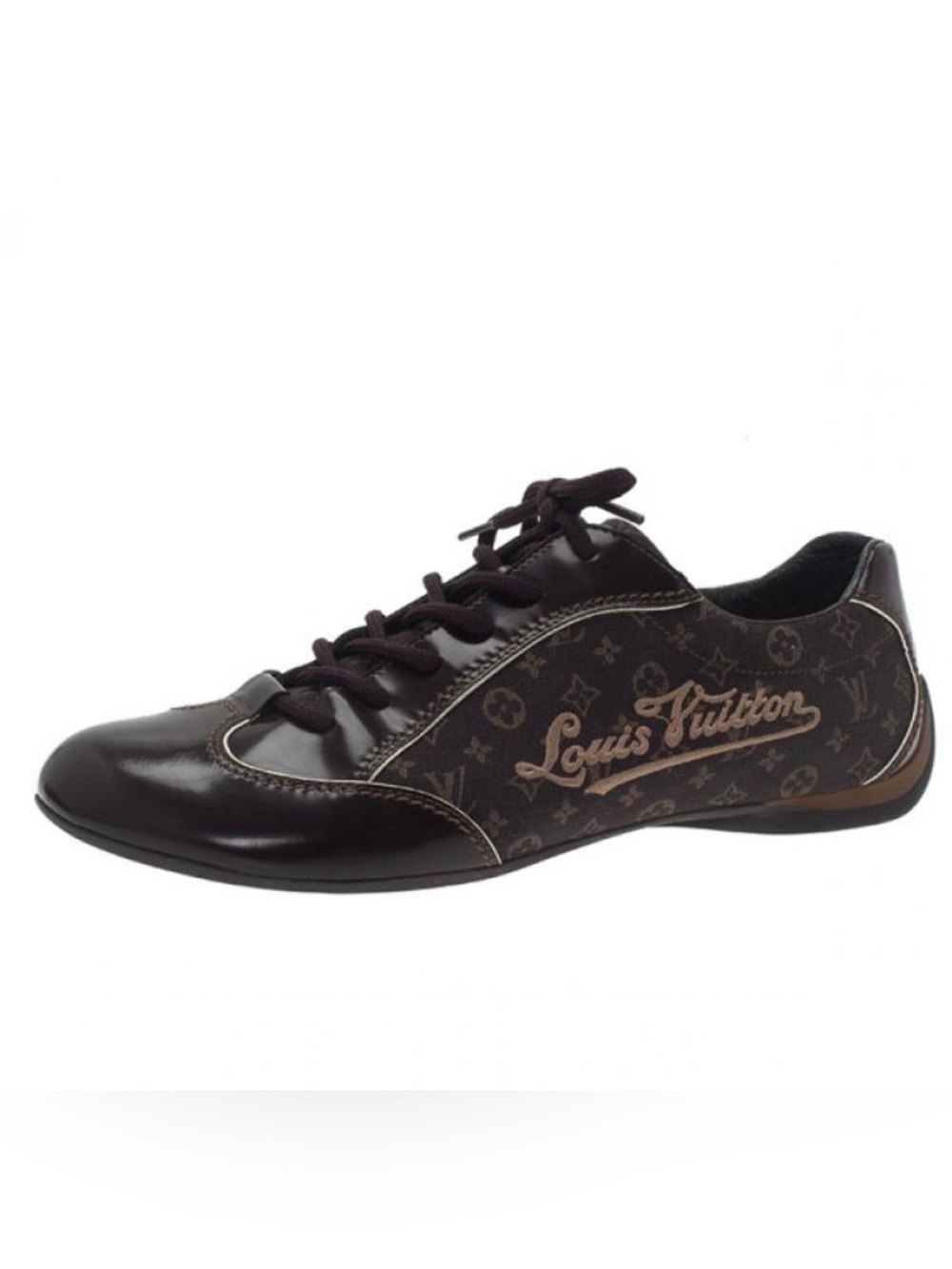 Authentic Louis Vuitton Ebene Monogram Mini Lin Sneakers- Women Size 37 / US 6.5